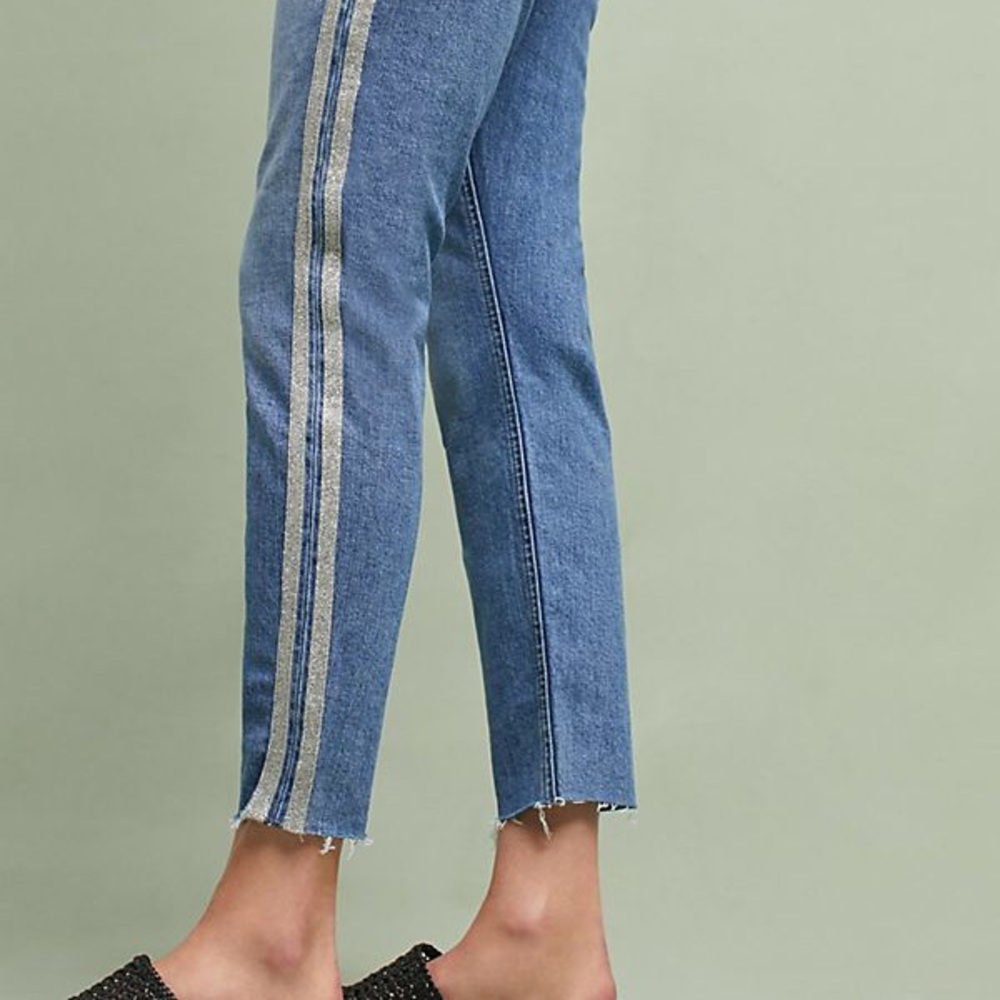 Anthropologie Metallic Stripe Jeans